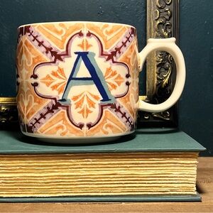 EUC Anthropologie Mezze Monogram Tile Coffee Tea Cocoa Mug Letter A